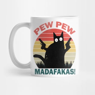 Pew Pew Madafakas Cat Crazy Vintage Funny Cat Owners Cat Lovers Mug